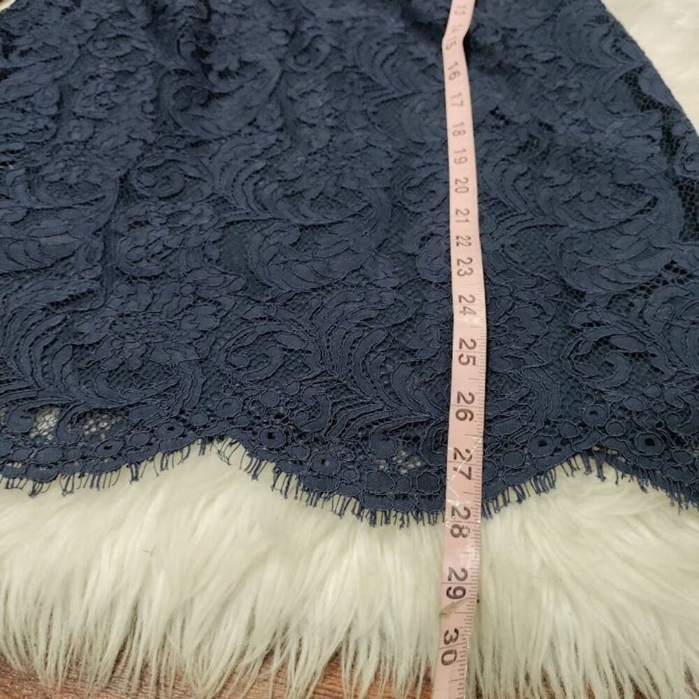 Reiss Navy Blue Fully Lined One Shoulder Lace Sheath Mini Dress Size 10 - Picture 10 of 12